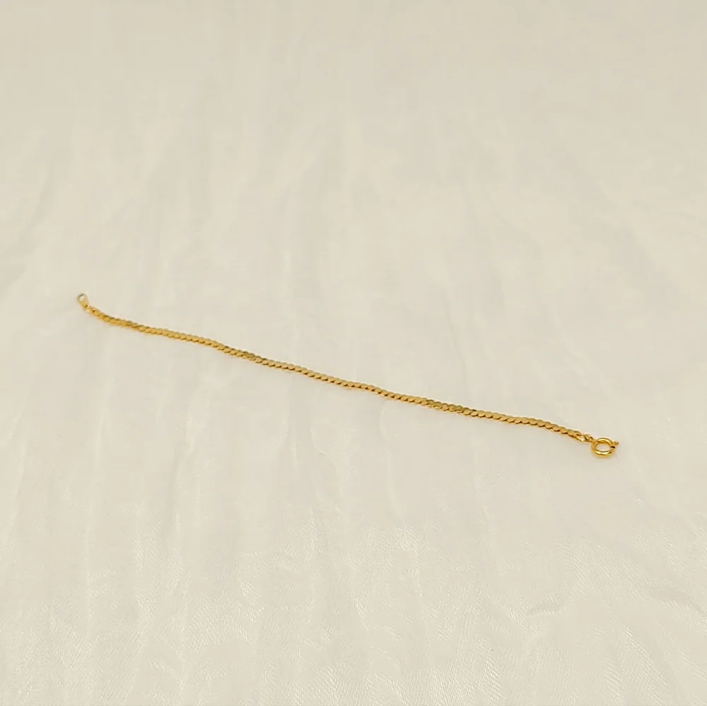 Gold tone thin flat chain woven bracelet neutral classic preppy style